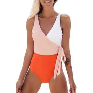 Cupshe NWT size M Color Block Side-Tie One-Piece Swimsuit